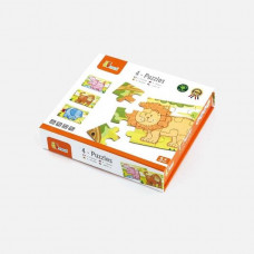 Набір дерев'яних пазлів Viga Toys Джунглі 4 в 1, 48 ел. (50068)