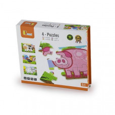 Набір дерев'яних пазлів Viga Toys Ферма 4 в 1, 48 ел. (50069)