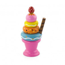 Іграшкові продукти Viga Toys Дерев'яна пірамідка-морозиво, рожевий (51321)