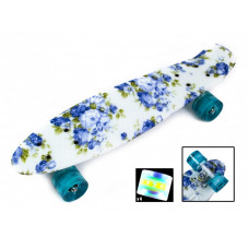 Penny Board  "Blue Rose" Светящиеся колеса. (PG05)