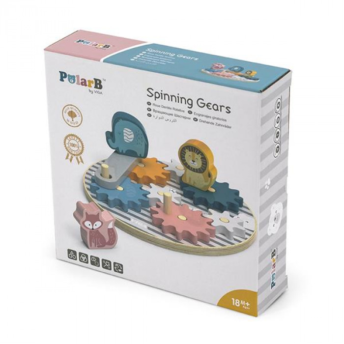 Дерев'яний ігровий набір Viga Toys PolarB Шестерінки зі звірятами (44006)