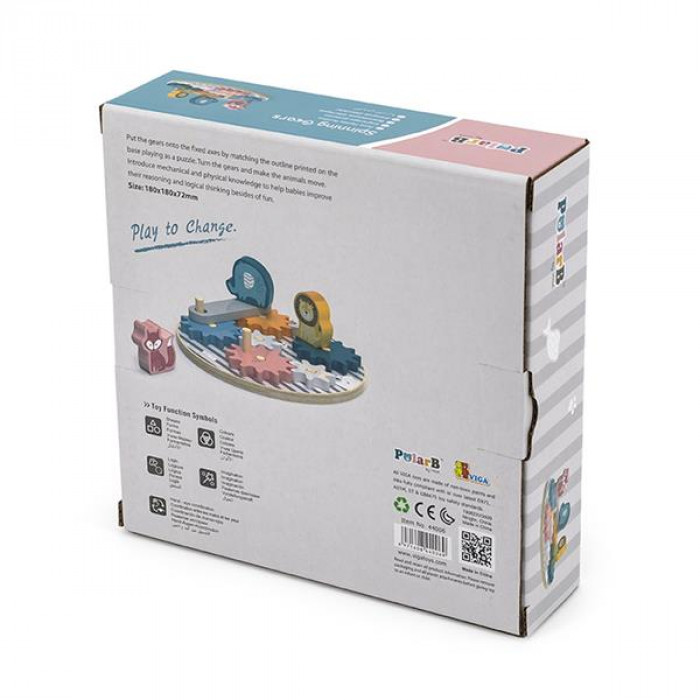 Дерев'яний ігровий набір Viga Toys PolarB Шестерінки зі звірятами (44006)
