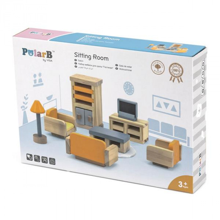 Деревянная мебель для кукол Viga Toys PolarB Гостиная (44037)