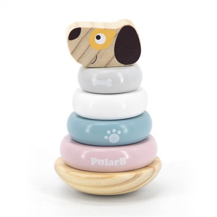 Дерев'яна пірамідка Viga Toys PolarB Собачка, неваляшка (44042)