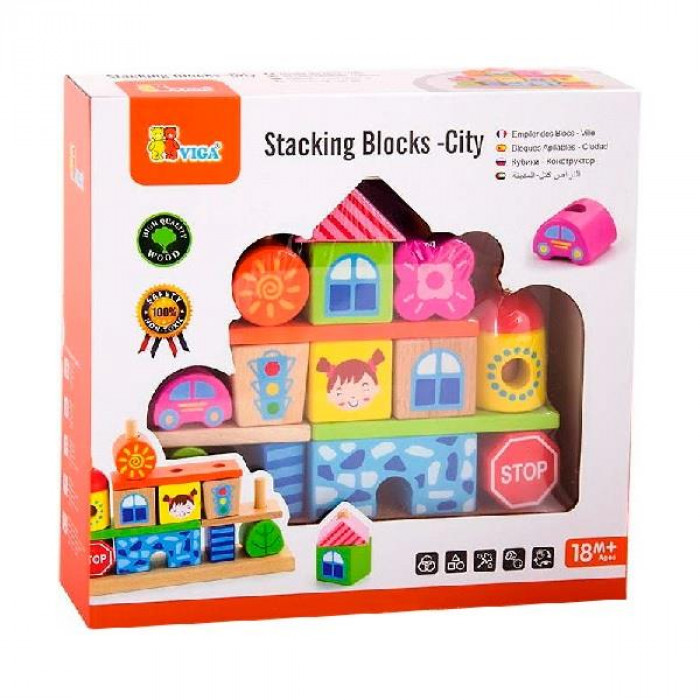 Дерев'яна пірамідка Viga Toys Городок (50043)