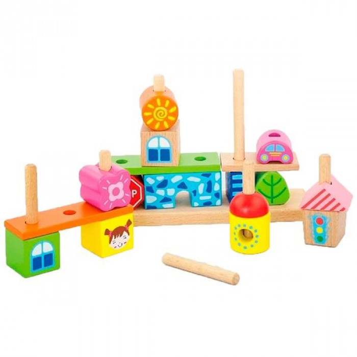 Дерев'яна пірамідка Viga Toys Городок (50043)