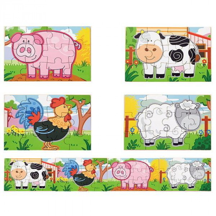 Набір дерев'яних пазлів Viga Toys Ферма 4 в 1, 48 ел. (50069)