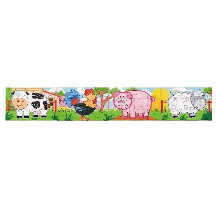 Набір дерев'яних пазлів Viga Toys Ферма 4 в 1, 48 ел. (50069)