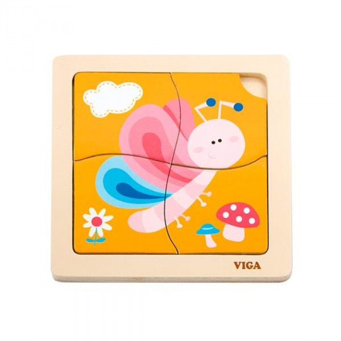 Дерев'яний міні-пазл Viga Toys Метелик, 4 ел. (50136)