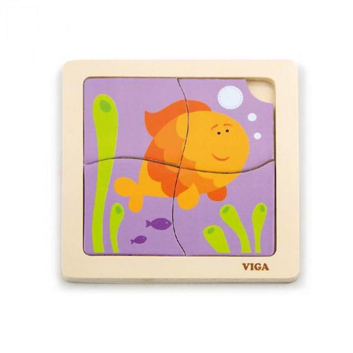 Дерев'яний міні-пазл Viga Toys Рибка, 4 ел. (50144)