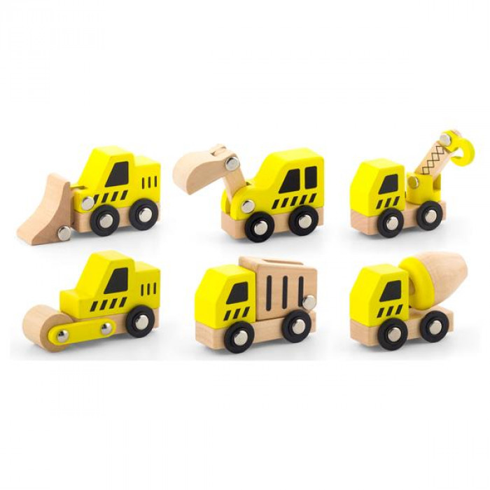 Набір іграшкових машинок Viga Toys Будтехніка, 6 шт. (50541)