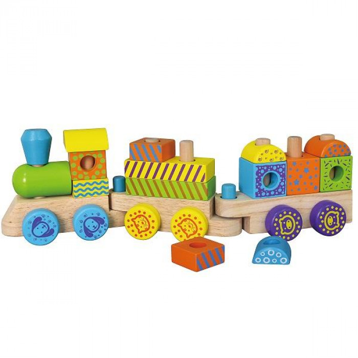 Дерев'яний поїзд Viga Toys Кубики (50572)