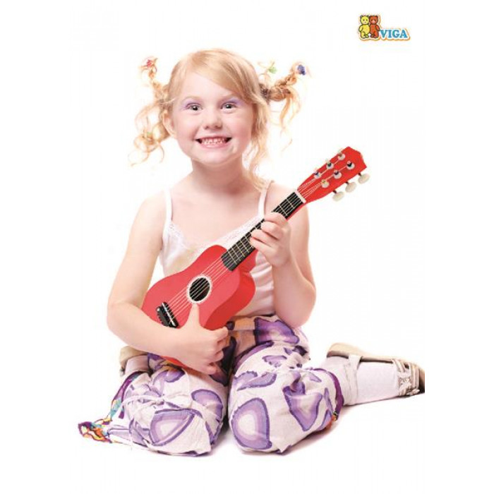 Музыкальная игрушка Viga Toys Гитара, красный (50691)