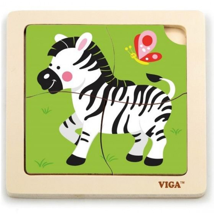 Дерев'яний міні-пазл Viga Toys Зебра, 4 ел. (51317)