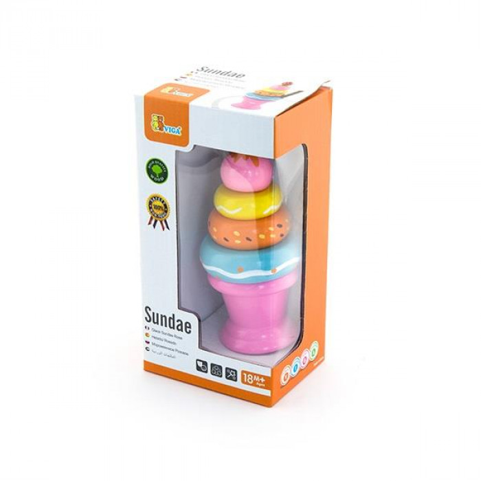 Іграшкові продукти Viga Toys Дерев'яна пірамідка-морозиво, рожевий (51321)