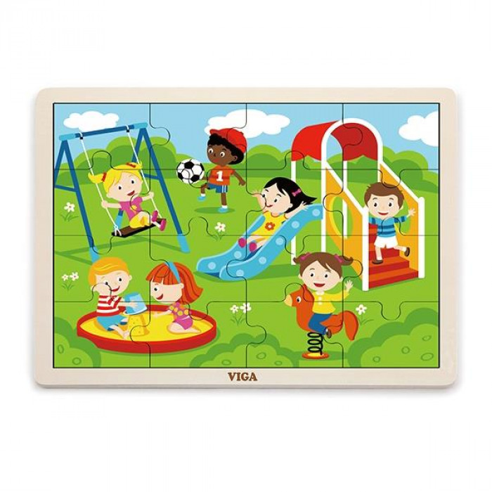 Дерев'яний пазл Viga Toys Парк розваг, 16 ел. (51454)