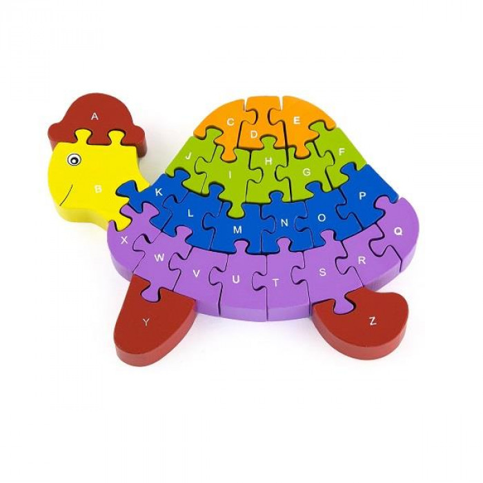Дерев'яний пазл Viga Toys Черепаха по буквах і числах (55250)