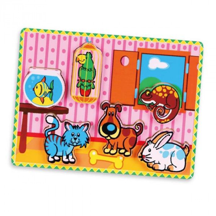 Дерев'яна рамка-вкладиш Viga Toys Домашні вихованці (56440)