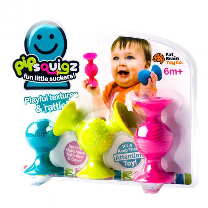 Набор сенсорных погремушек на присосках Fat Brain Toys pipSquigz 3 шт.  (F089ML)