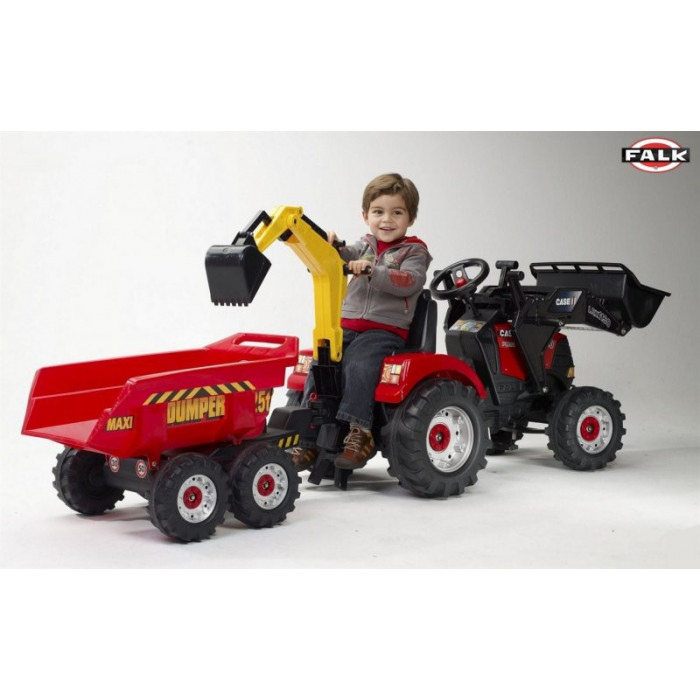 FALK Traktor CASE IH PUMA z Przyczepą, Łyżką i Spychaczem (995W)