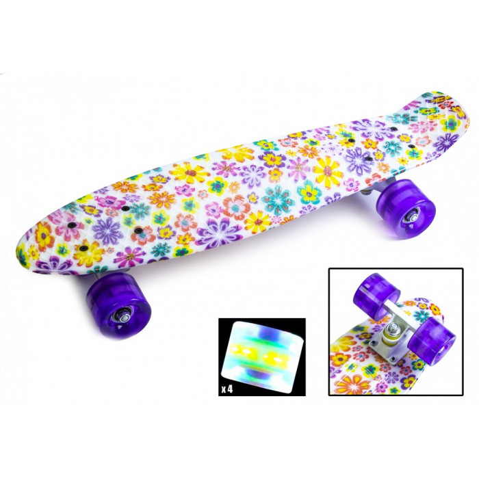 Penny Board "Violet Flowers" Светящиеся колеса (1655323483)