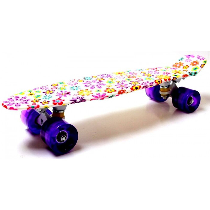 Penny Board "Violet Flowers" Светящиеся колеса (1655323483)
