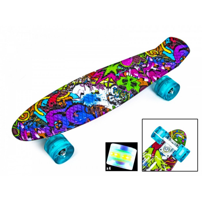 Penny Board "Graffiti Violet " Светящиеся колеса (367562131)