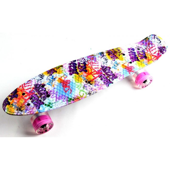 Penny Board "Fish" Graffity. Светящиеся колеса. (PFO011)