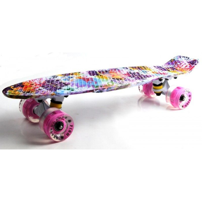 Penny Board "Fish" Graffity. Светящиеся колеса. (PFO011)