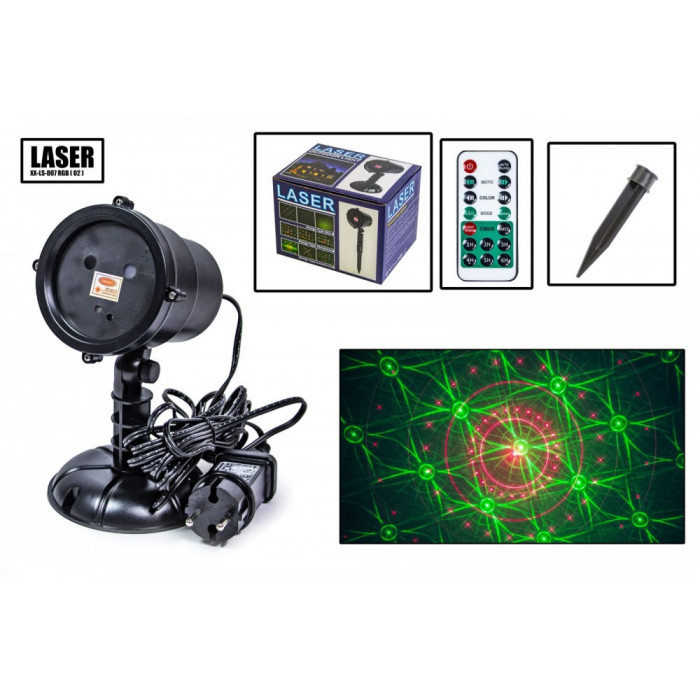 Новогодний уличный лазерный проектор 2 цвета  X-Laser XX-LS-807 RGB с ДУ (X-Laser XX-LS-807 RGB(02))