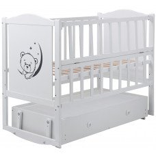 Ліжко Babyroom Тедді T-03 фігурне бильце, маятник, ящик, відкидний бік білий (624693)