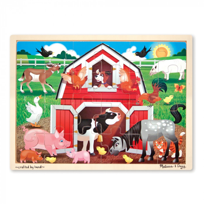 Дерев'яні пазли в рамці "Ферма", 24 елемента Melissa&Doug (MD19061)