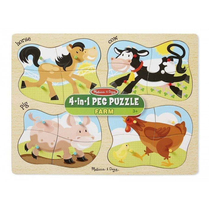 Дерев'яні пазли 4 в 1 "Ферма" Melissa&Doug (MD9858)
